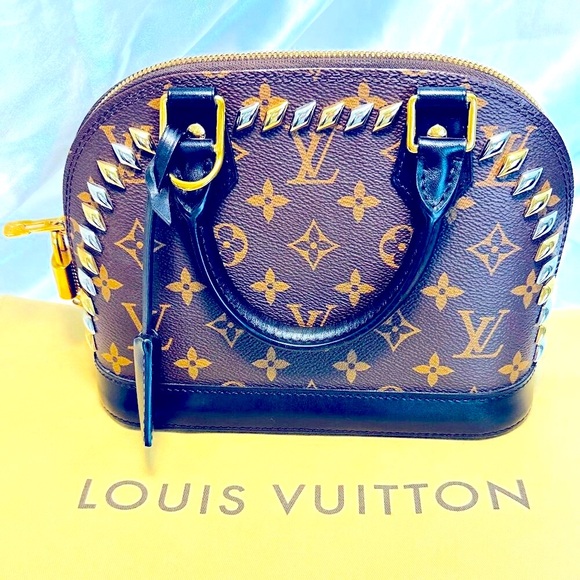 Limited Edition Louis Vuitton Monogram Alma BB Metal Stones Noir Leather Handbag - Picture 1 of 16